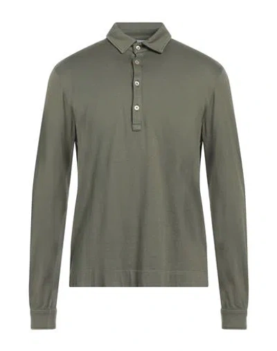 Boglioli Man Polo Shirt Military Green Size M Cotton, Cashmere