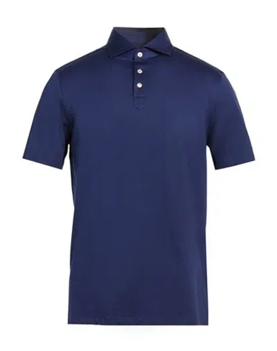 Boglioli Man Polo Shirt Navy Size Xxl Cotton In Blue