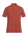 Boglioli Man Polo Shirt Rust Size Xl Cotton, Linen In Red
