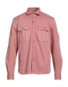 Boglioli Man Shirt Antique Rose Size M Cotton, Elastane In Pink