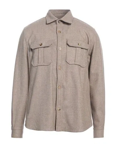 Boglioli Man Shirt Beige Size Xl Virgin Wool, Polyamide, Acrylic, Cashmere, Elastane