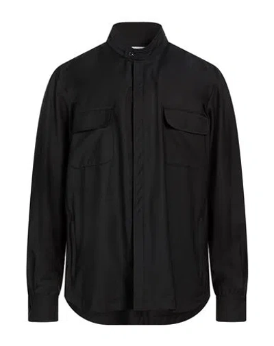 Boglioli Man Shirt Black Size Xl Wool, Polyester, Elastane
