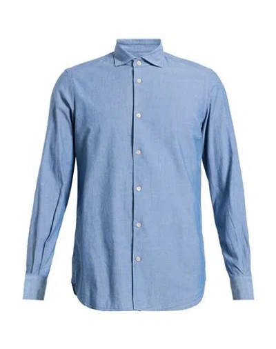 Boglioli Man Shirt Blue Size 17 ½ Cotton
