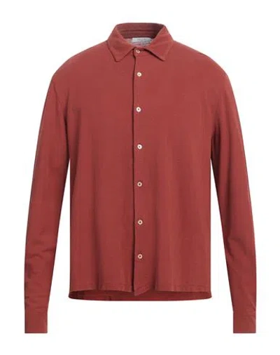 Boglioli Man Shirt Brick Size Xxl Cotton, Linen In Red