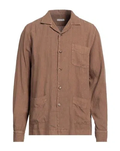 Boglioli Man Shirt Brown Size Xxl Linen