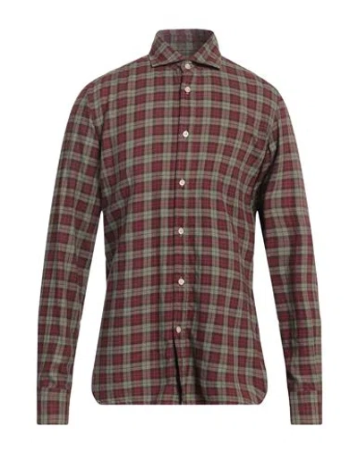 Boglioli Man Shirt Burgundy Size 16 Cotton In Red