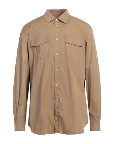 Boglioli Man Shirt Camel Size 17 ½ Cotton In Beige