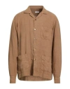 Boglioli Man Shirt Camel Size Xl Linen In Brown