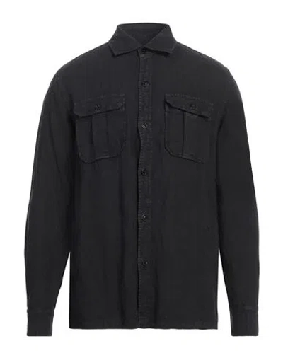 Boglioli Man Shirt Charcoal Size Xxl Linen In Grey