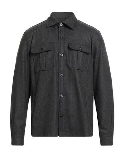 BOGLIOLI BOGLIOLI MAN SHIRT CHARCOAL SIZE XXL VIRGIN WOOL, POLYAMIDE, ACRYLIC, CASHMERE, ELASTANE
