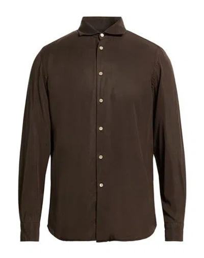 Boglioli Man Shirt Chocolate Brown Size 16 Lyocell