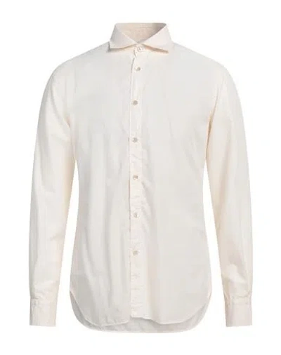 Boglioli Man Shirt Cream Size 17 Cotton In White