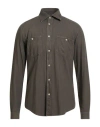 Boglioli Man Shirt Dark Brown Size 15 ¾ Viscose, Cotton