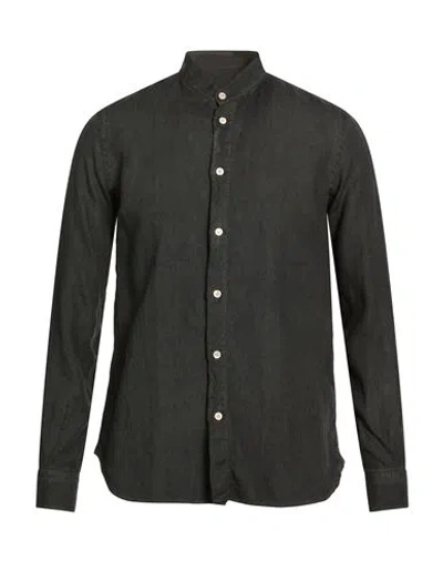 Boglioli Man Shirt Dark Green Size 15 ¾ Linen In Black