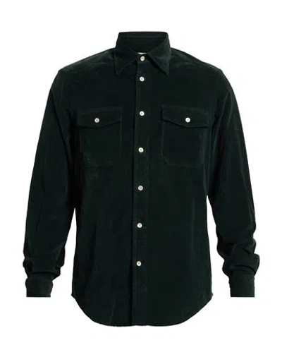 Boglioli Man Shirt Dark Green Size 17 Cotton