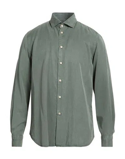 Boglioli Man Shirt Dark Green Size 17 Lyocell In Gray
