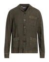Boglioli Man Shirt Dark Green Size M Linen In Green