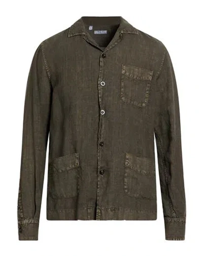 Boglioli Man Shirt Dark Green Size M Linen
