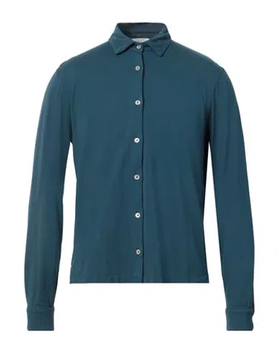 Boglioli Man Shirt Deep Teal Size M Cotton In Blue