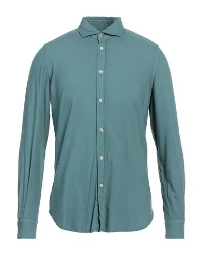 Boglioli Man Shirt Emerald Green Size 15 ¾ Viscose, Cotton