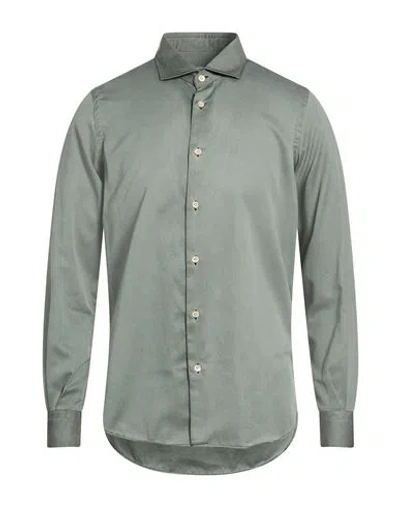 Boglioli Man Shirt Green Size 15 ¾ Cotton, Tencel