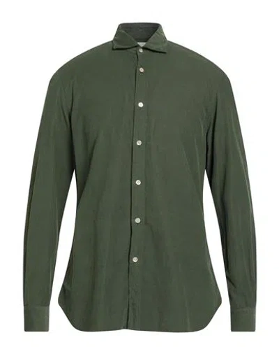 Boglioli Man Shirt Green Size 17 Cotton