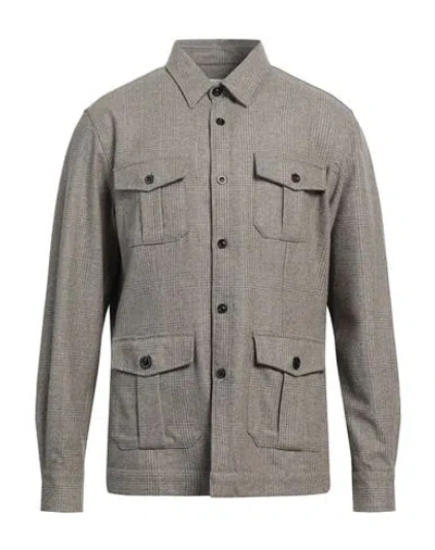 Boglioli Man Shirt Khaki Size Xxl Virgin Wool In Grey