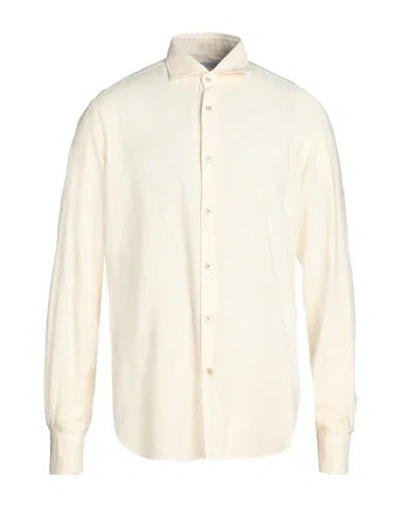 Boglioli Man Shirt Ivory Size 15 ½ Viscose, Cotton In White