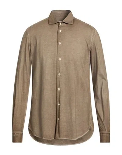 Boglioli Man Shirt Khaki Size 15 ¾ Cotton In Neutral