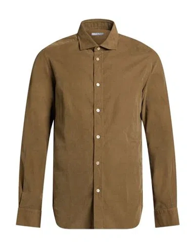 Boglioli Man Shirt Khaki Size 15 Cotton In Sand