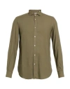 Boglioli Man Shirt Khaki Size 17 ½ Viscose, Cotton In Green