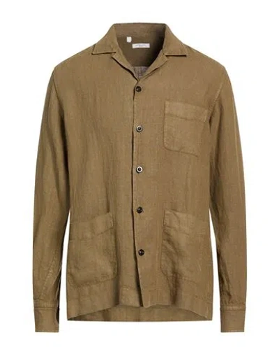 Boglioli Man Shirt Khaki Size Xl Linen In Brown