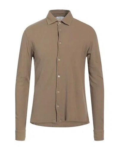 Boglioli Man Shirt Khaki Size Xxl Cotton, Linen In Beige