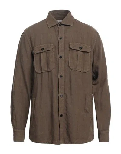 Boglioli Man Shirt Khaki Size Xxl Linen In Beige