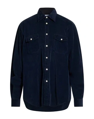 Boglioli Man Shirt Midnight Blue Size 16 ½ Cotton