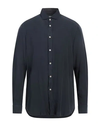Boglioli Man Shirt Midnight Blue Size 16 Lyocell