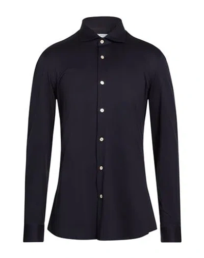 Boglioli Man Shirt Midnight Blue Size 17 ½ Cotton In Black