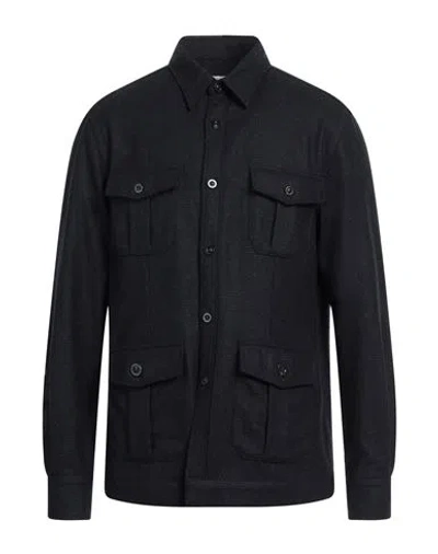 Boglioli Man Shirt Midnight Blue Size L Virgin Wool
