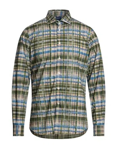 Boglioli Man Shirt Military Green Size 15 ½ Cotton