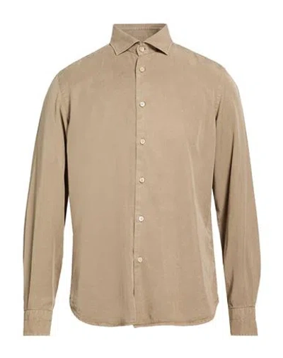 Boglioli Man Shirt Military Green Size 16 ½ Lyocell In Brown