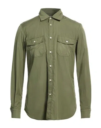 Boglioli Man Shirt Military Green Size 17 ½ Cotton