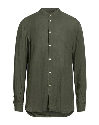 Boglioli Man Shirt Military Green Size 17 ¾ Linen