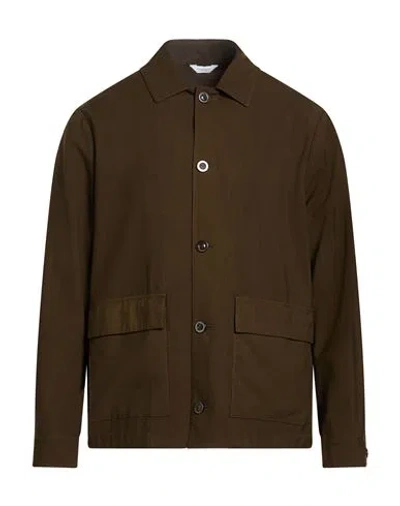 Boglioli Man Shirt Military Green Size 40 Virgin Wool In Brown