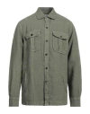 Boglioli Man Shirt Military Green Size L Linen In Green