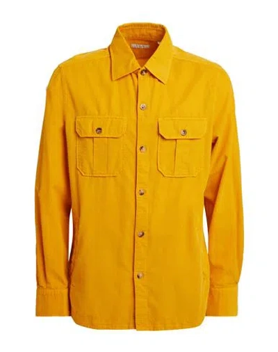 Boglioli Man Shirt Mustard Size M Cotton In Yellow