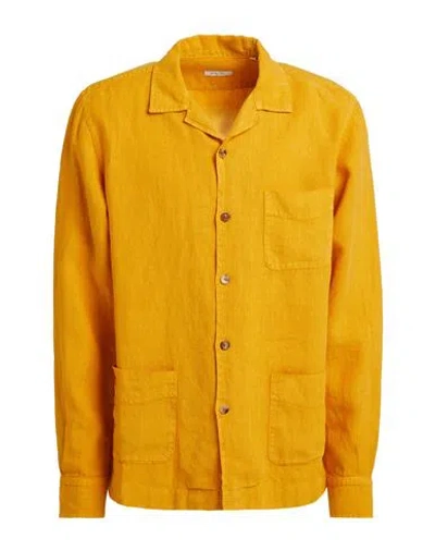 Boglioli Man Shirt Mustard Size Xxl Linen In Yellow