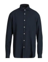 Boglioli Man Shirt Navy Size 15 ¾ Viscose, Cotton In Navy Blue