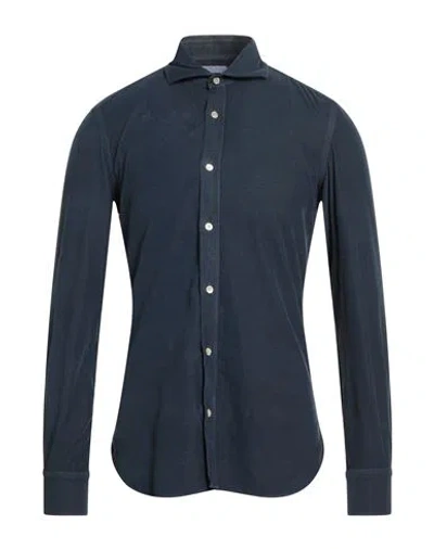 Boglioli Man Shirt Navy Size 15 Cotton