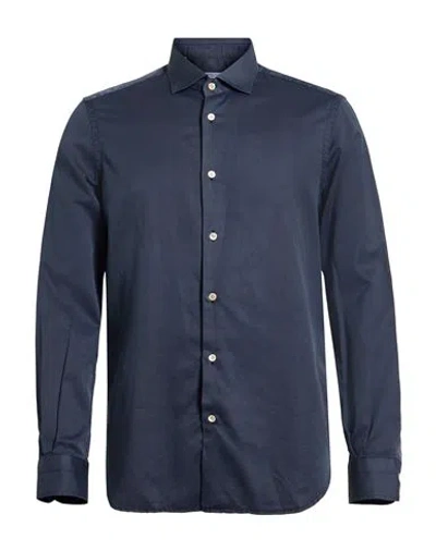 Boglioli Man Shirt Navy Size 15 ¾ Lyocell In Blue