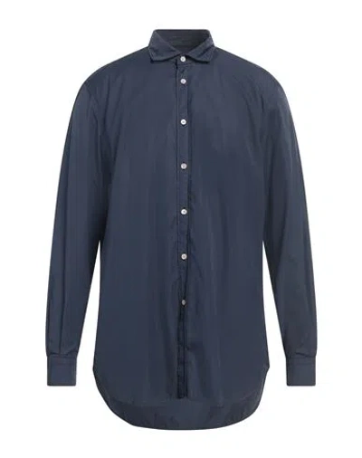 Boglioli Man Shirt Navy Size 17 ½ Cotton
